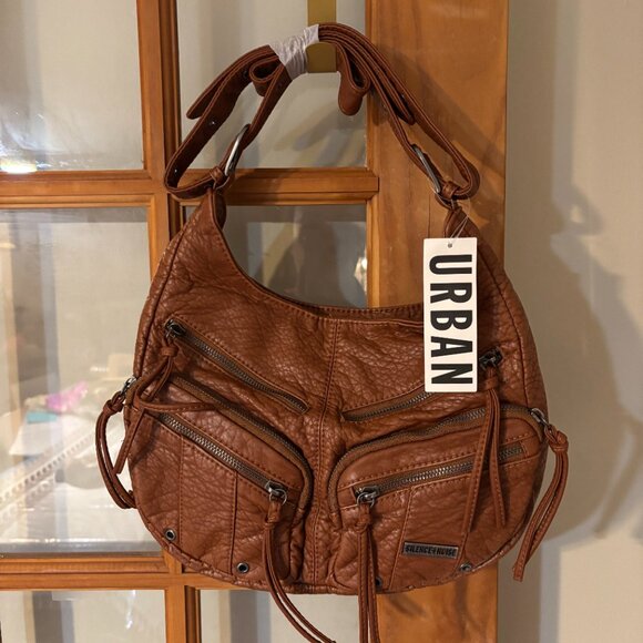 Silence + Noise Utility Washed Zippered Shoulder Bag : Brown - Picture 6 of 15